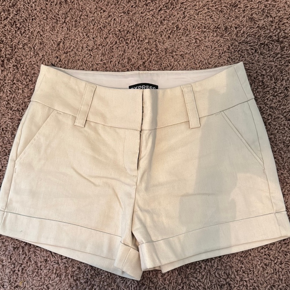 Express Cream High Waist Shorts Tailored Chic